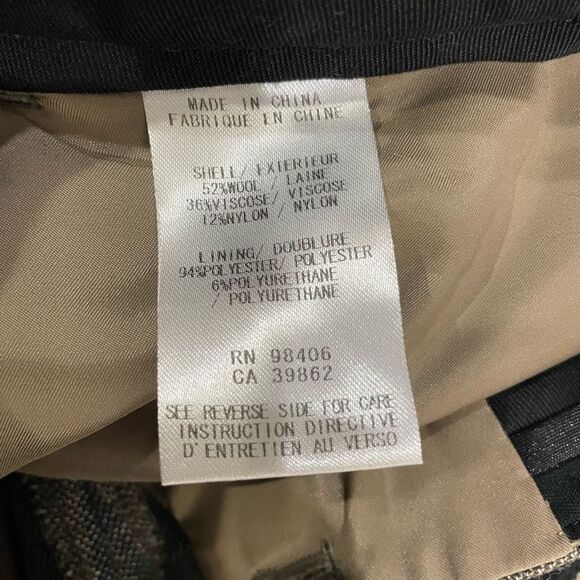 $285 Theory Cropped Wool Blend Windowpane Check Pants Size 12 - Picture 14 of 15